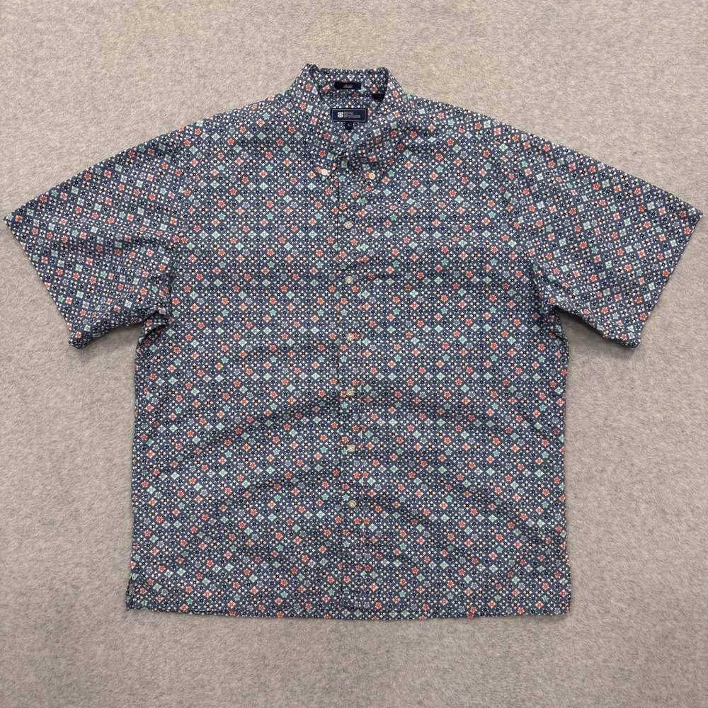 Reyn Spooner Shirt Mens L Blue Aloha Short Sleeve Button Down